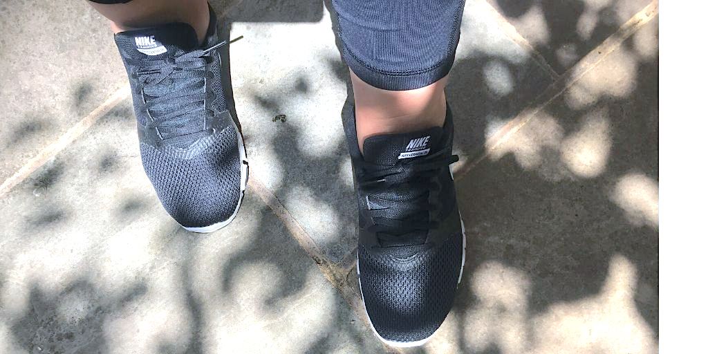 Running shoes on a pavment for running for writers blog